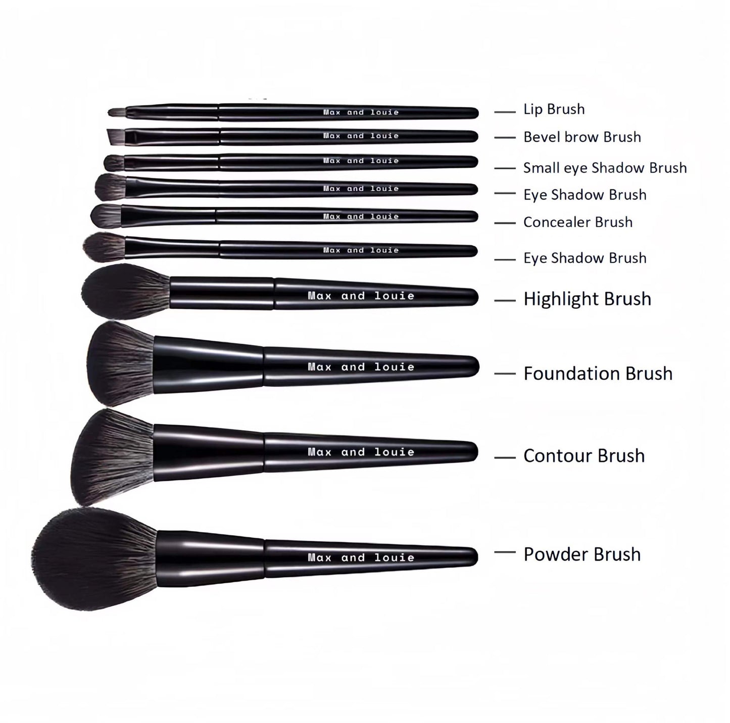 10 pc brush set and case