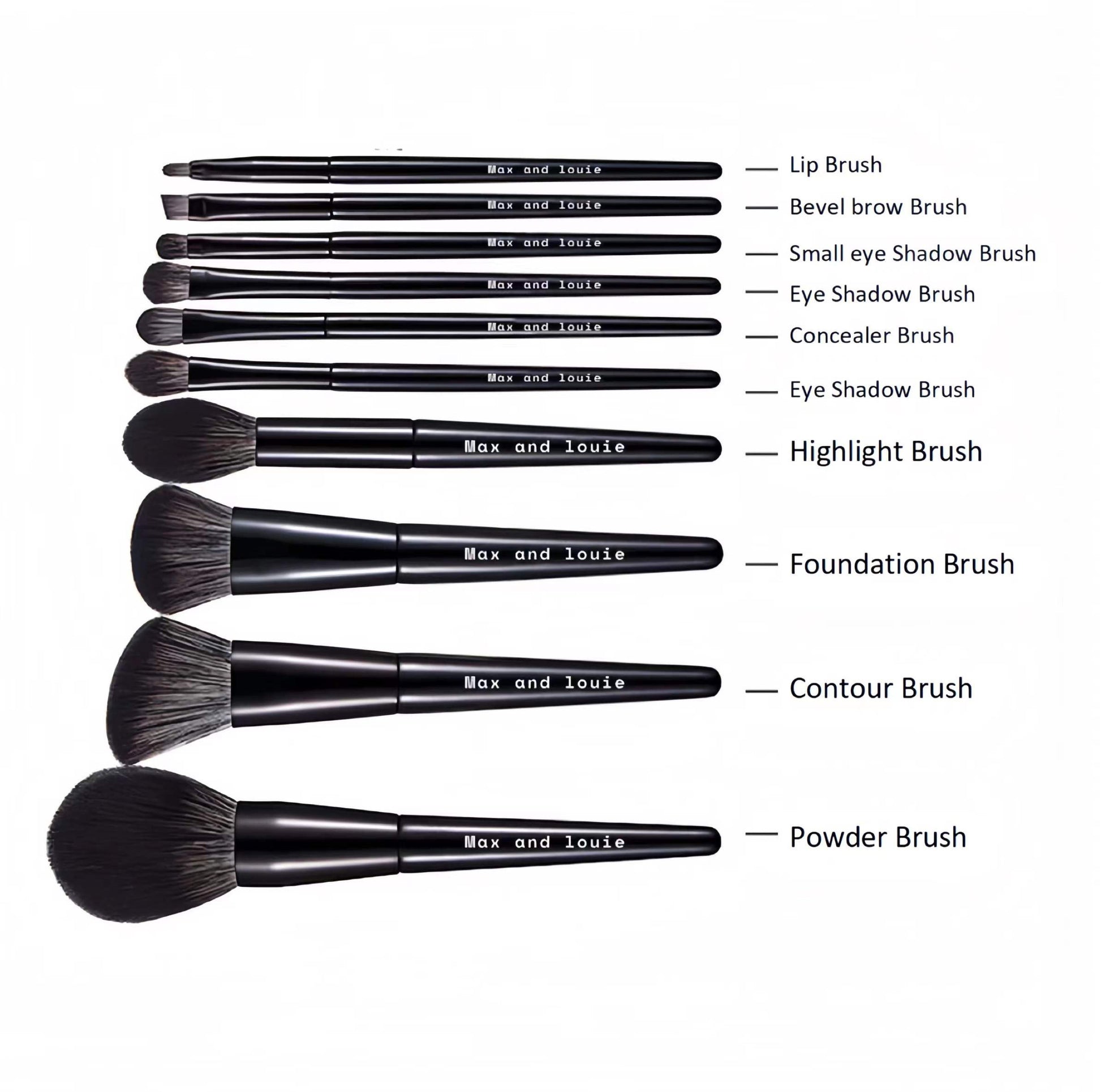 10 pc brush set and case