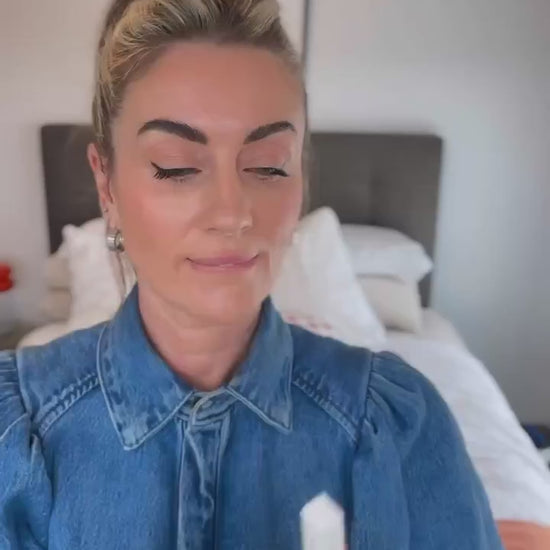 Nat, founder of Max and Louie, lining her lips with the Precision Lip Liner